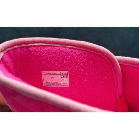 CROCS Kids Lodgepoint Snow Boot Size J3 Toddler Waterproof Pink Pull On - Picture 5 of 7